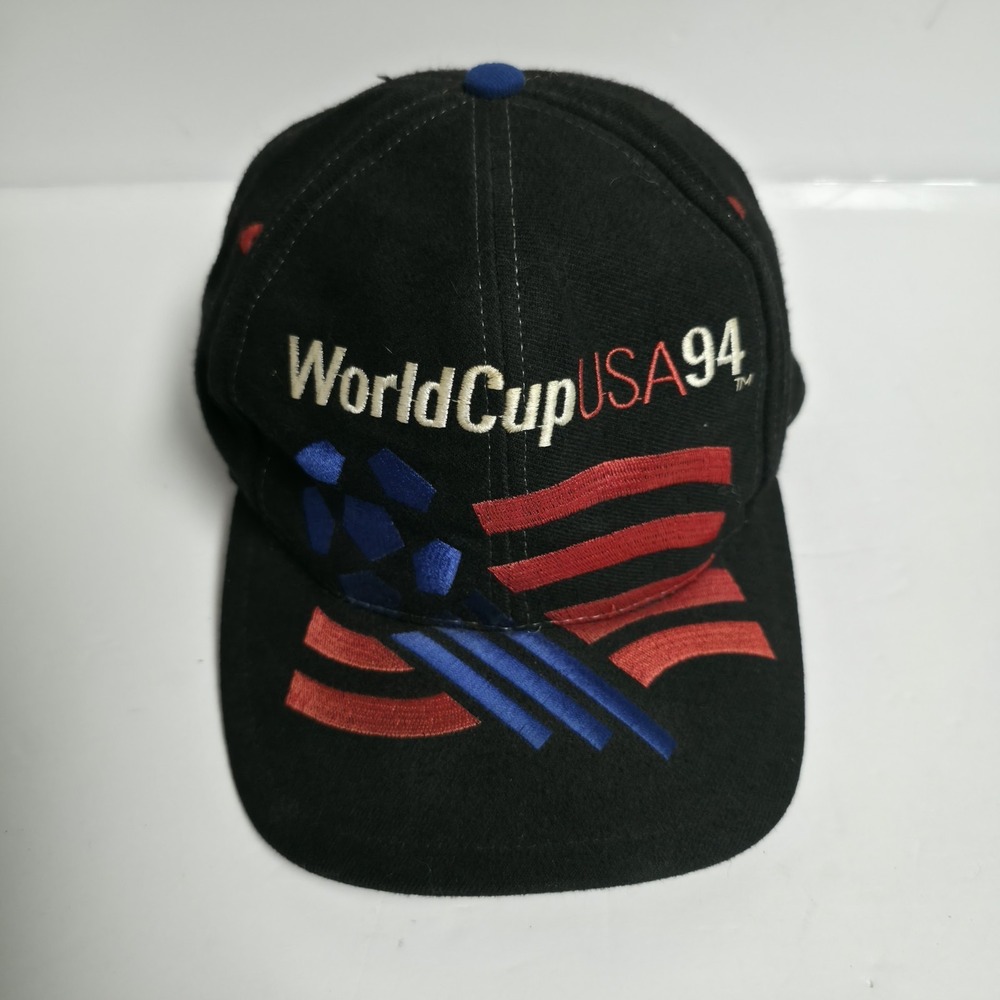 Vintage 1994 World Cup USA Soccer Snapback Hat Cap Black Adidas Apex Style 90s
